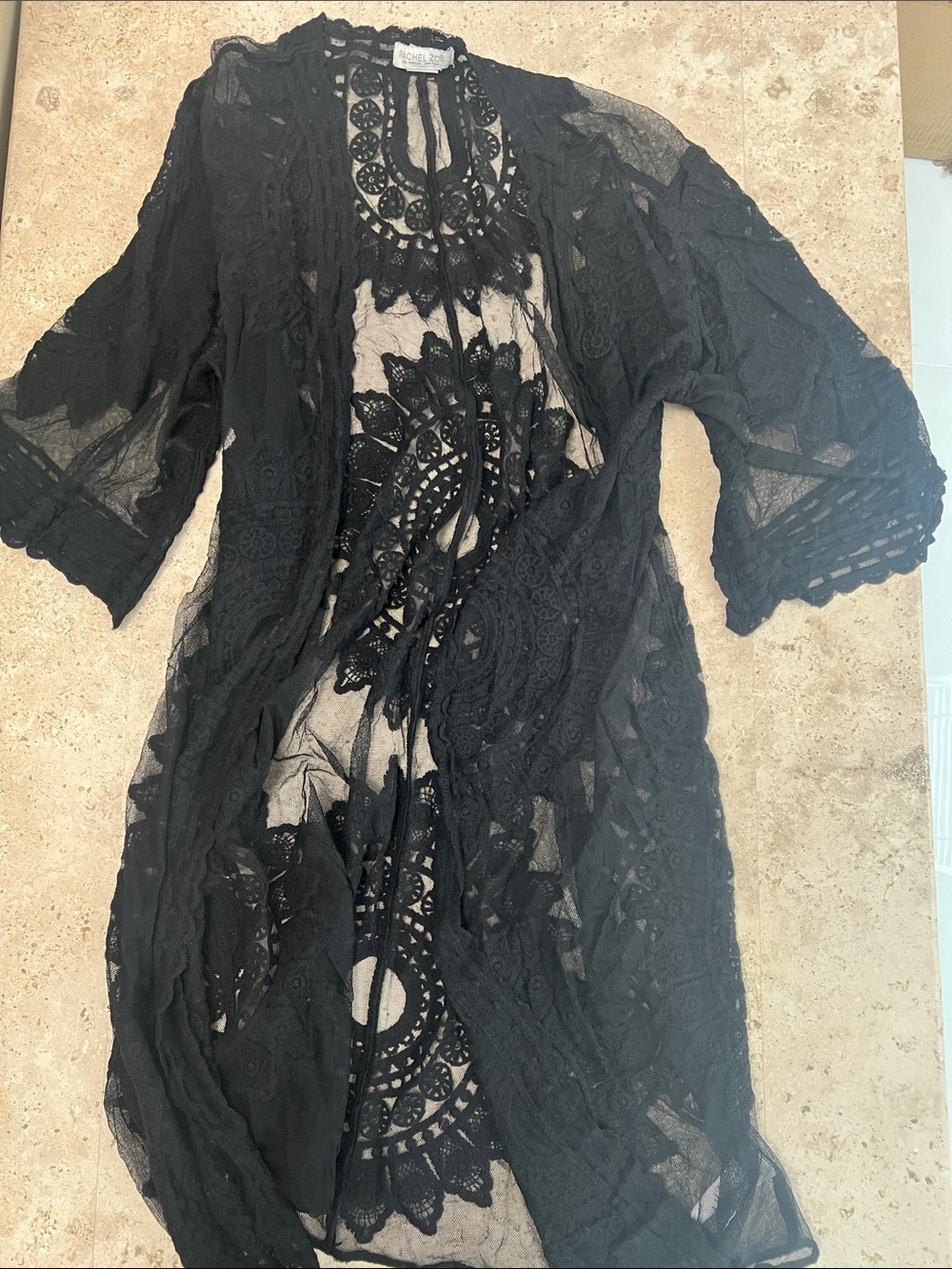 Rachel Zoe Black Crochet Sheer Swim Cover-Up - Picture 1 of 1